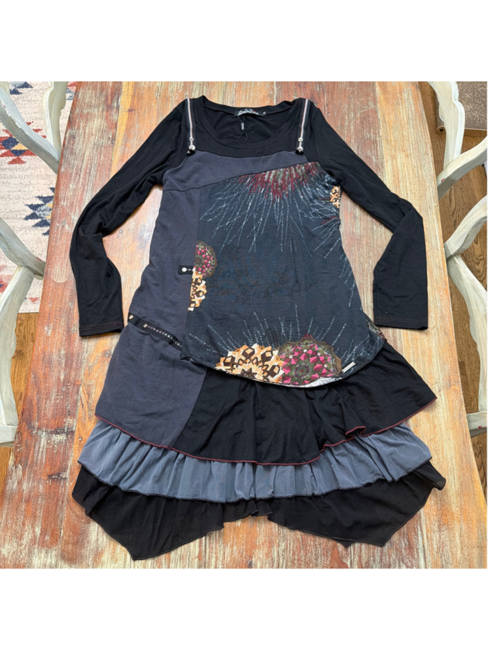 C'Fait Pour Vous Paris NWT Tiered Asymmetrical Tunic Dress French Art To Wear 4